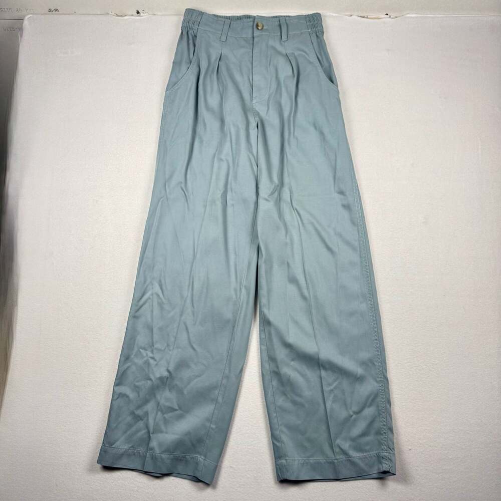 Madewell Do Well Pleated Wide-Leg Pants Size 2 Light Blue Tencel Blend